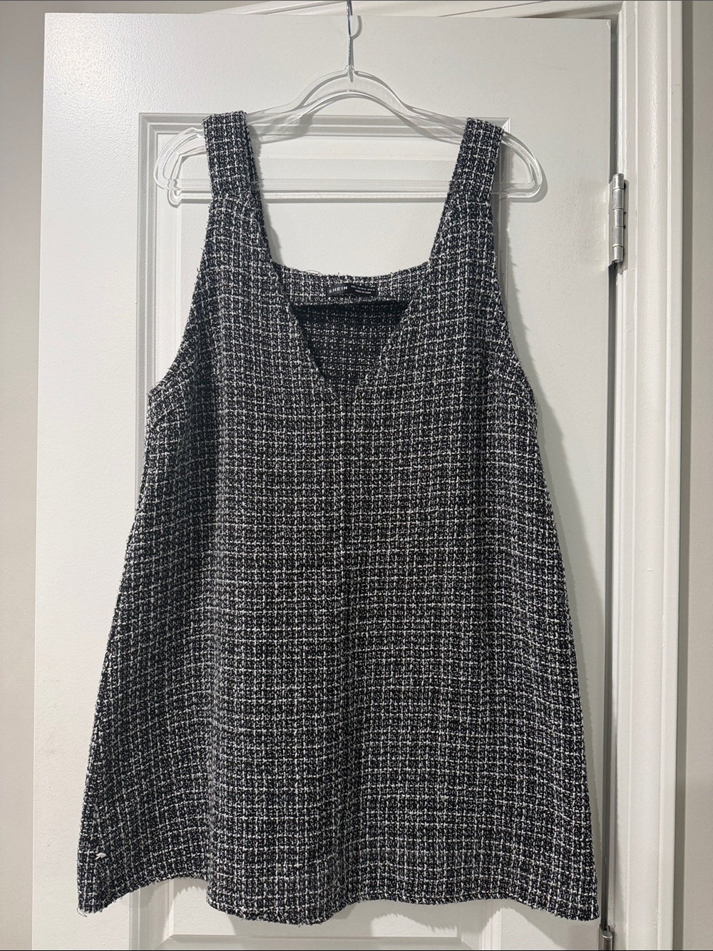 SHEIN Black & White Textured A-Line Sleeveless Dress